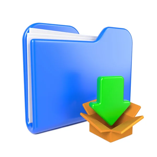 Blue Folder with Green Arrow. — Stock Photo, Image