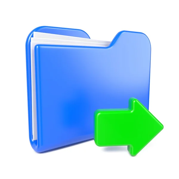 Blue Folder with Green Arrow. — Stock Photo, Image