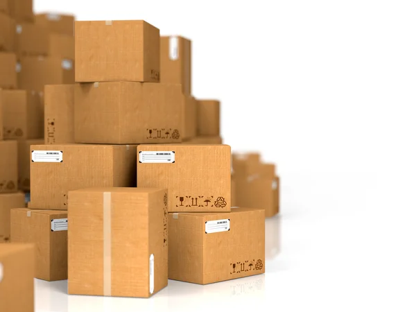 Cajas de cartón sobre fondo blanco. — Foto de Stock