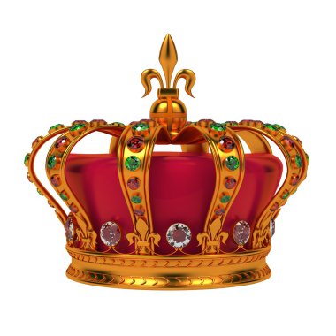 Altın royal crown üzerinde beyaz izole.