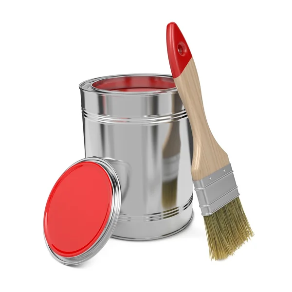 Paint Can and Paintbrush. — Stock Photo, Image