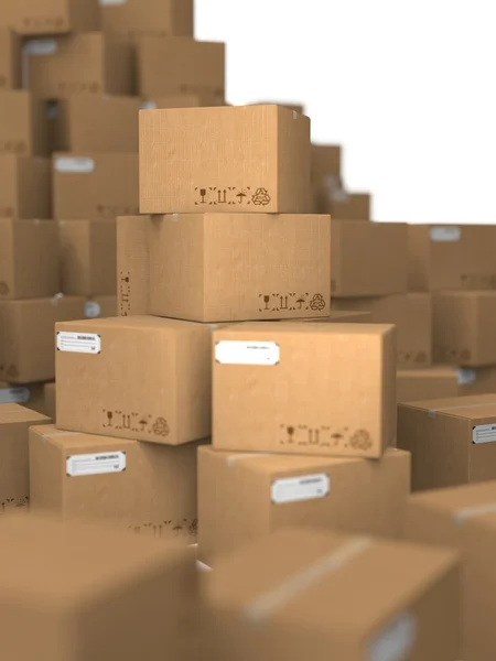 Hromádky kartonových krabic. — Stock fotografie