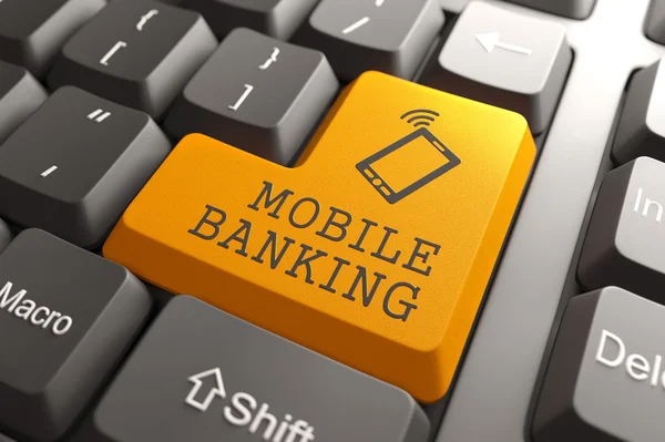 Mobiel bankieren knop. — Stockfoto