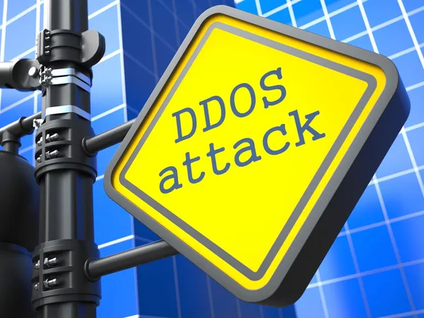 Internetkonceptet. DDOS Attack Roadsign . - Stock-foto