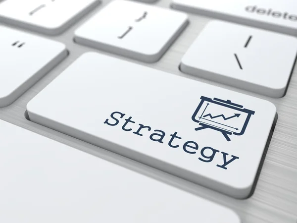 Koncepcja biznesowa. przycisk "strategii". — Zdjęcie stockowe