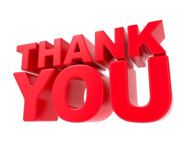 thank you - kırmızı 3d metin.