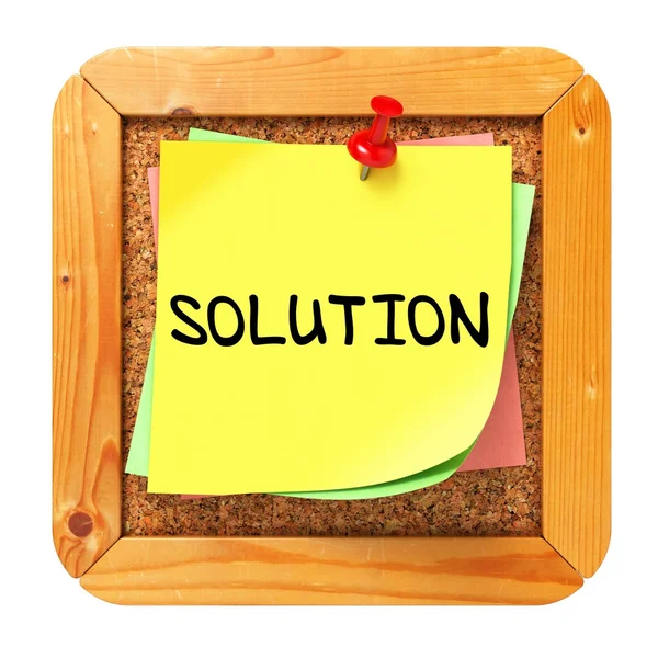 Solution. Yellow Sticker on Bulletin. — Stock Photo, Image