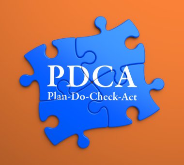 PDCA mavi puzzle parçaları üzerinde. iş kavramı.