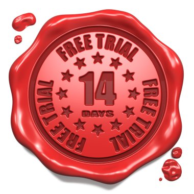 Free Trial 14 Days- Stamp on Red Wax Seal. clipart