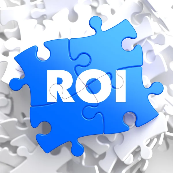 ROI on Blue Puzzle Pieces. Concepto de negocio . — Foto de Stock