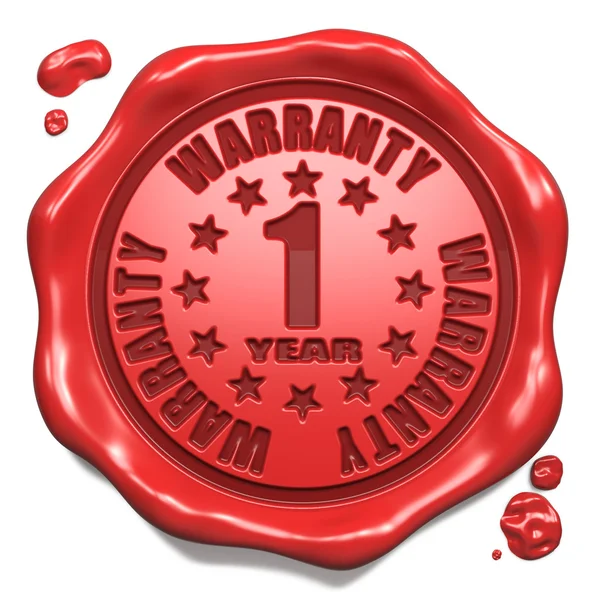 Gwarancja 1 rok - znaczek na czerwonym woskiem uszczelnienia. — Zdjęcie stockowe