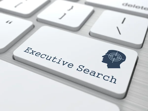Executive search gomb fehér billentyűzet. — Stock Fotó