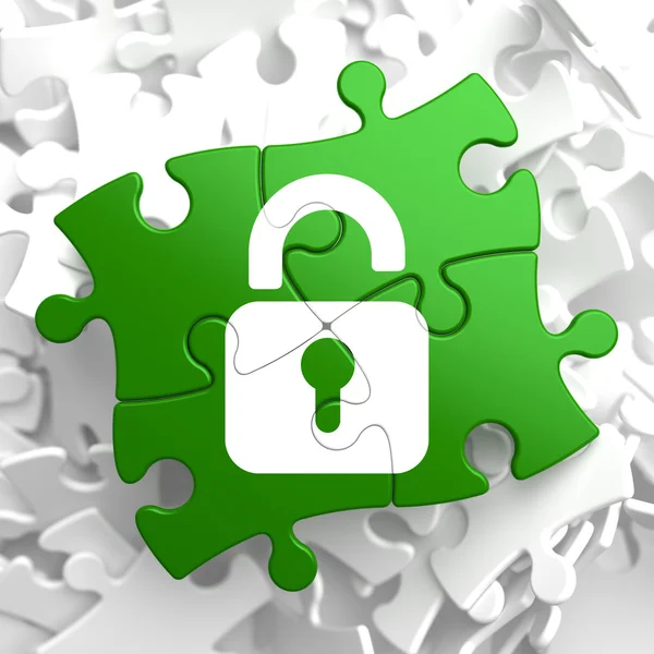 Concetto di sicurezza su pezzi di puzzle verde . — Foto Stock