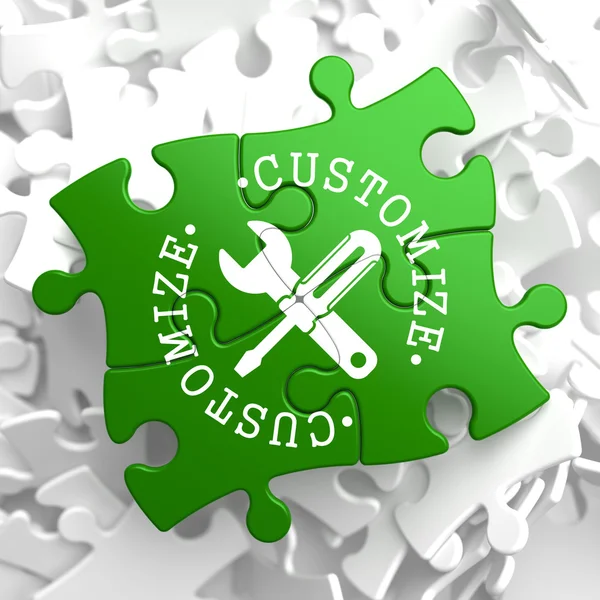 Customize Concept on Green Puzzle Pieces. — Stock Photo, Image