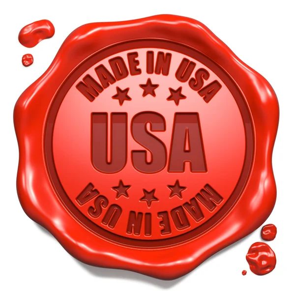 Gemaakt in de VS - stempel op rode wax zegel. — Stockfoto