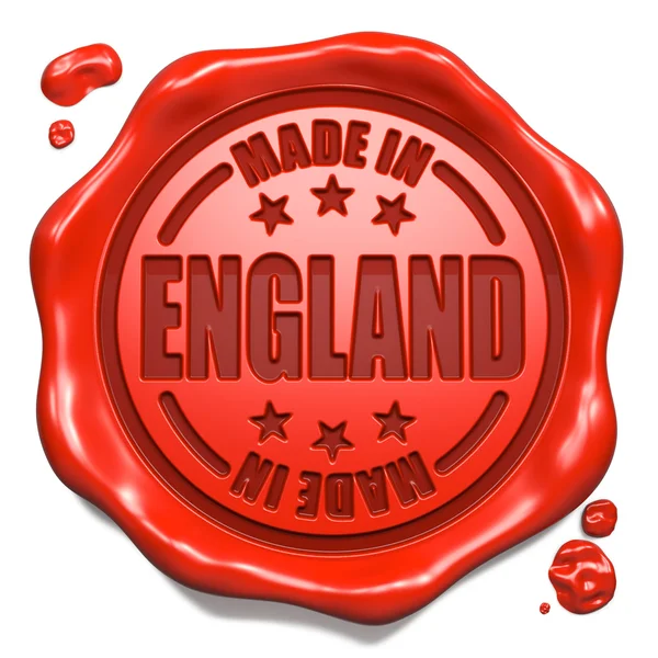 Fremstillet i England - Stempel på Red Wax Seal . - Stock-foto