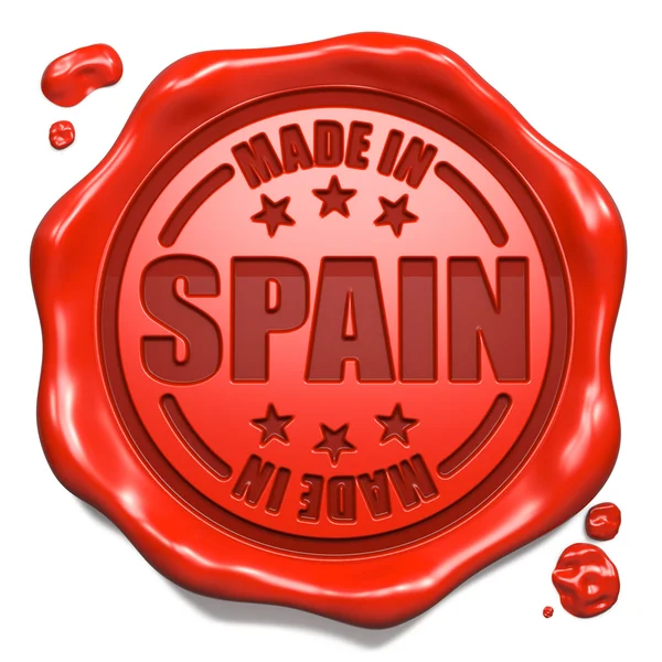 Made in Spain - Timbro sul sigillo di cera rossa . — Foto Stock