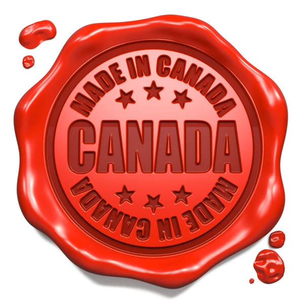 Hecho en Canadá - Sello en el sello de cera roja . — Foto de Stock