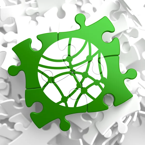 Social Network Icon on Green Puzzle. — Stock Photo, Image