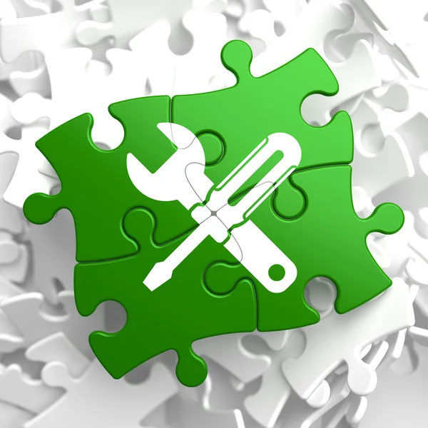 Service Concept on Green Puzzle Pieces. — Stock Photo, Image