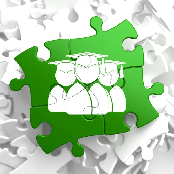 Gruppo di laureati Icona sul Puzzle Verde . — Foto Stock