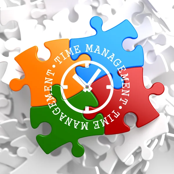 Time management koncept på multicolor pussel. — Stockfoto