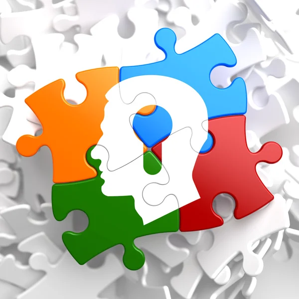 Psychological Concept on Multicolor Puzzle. — Stock Photo, Image