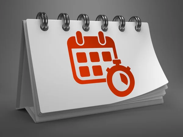 Calendário de desktop com ícone vermelho. Conceito de Tempo . — Fotografia de Stock