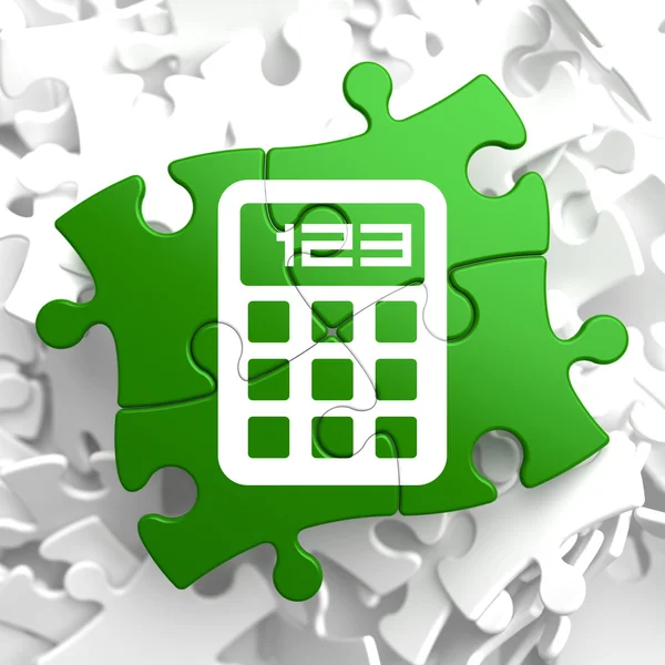 Calculator Icon on Green Puzzle. — Stock Photo, Image