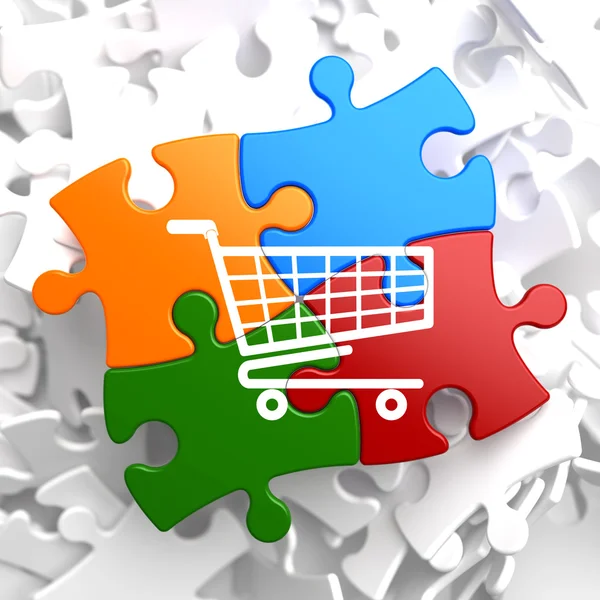 Shopping Cart Icon on Multicolor Puzzle. — Stock Photo, Image