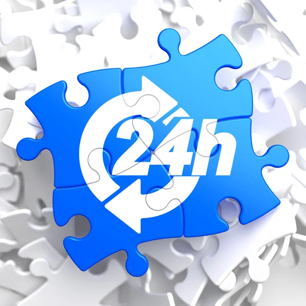 Service 24h Symbol auf blauem Puzzle. — Stockfoto
