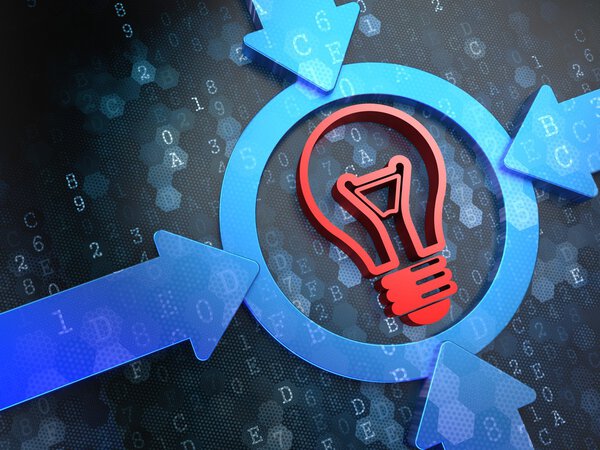 Light Bulb Icon on Digital Background.