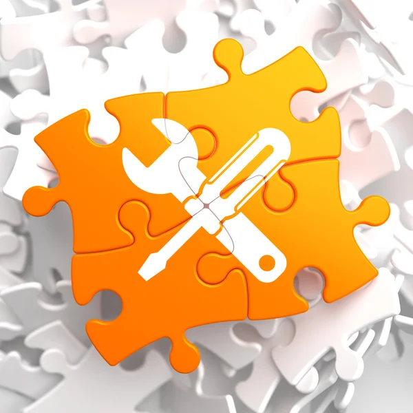 Service Concept on Orange Puzzle. — Stock Photo, Image