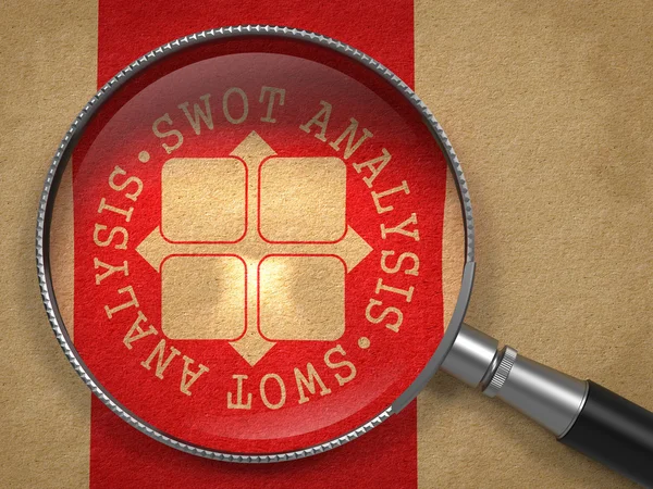 Magnifying Glass with SWOT Analisis Concept. — Stock Photo, Image