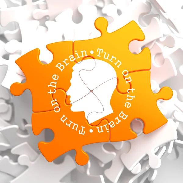 Zapněte mozek: oranžová puzzle. — Stock fotografie