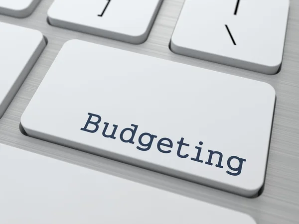 Witte toetsenbord met budgettering knop. — Stockfoto