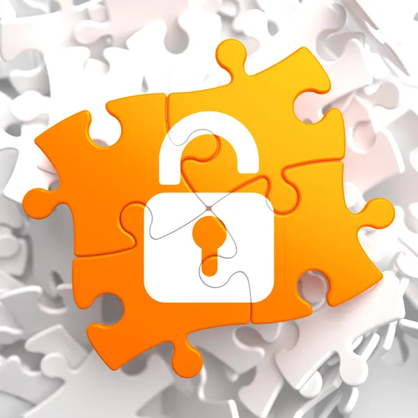 Bezpečnostní koncepce na oranžové puzzle. — Stock fotografie