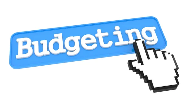 Botão de orçamento com cursor de mão . — Fotografia de Stock