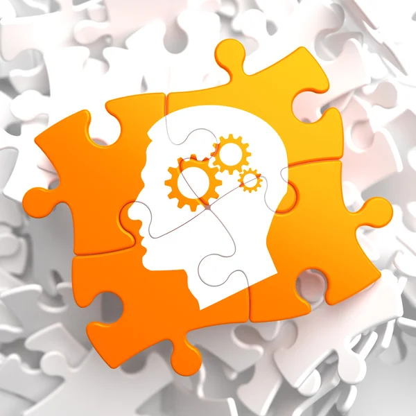 Psychological Concept on Orange Puzzle. — Stock Photo, Image