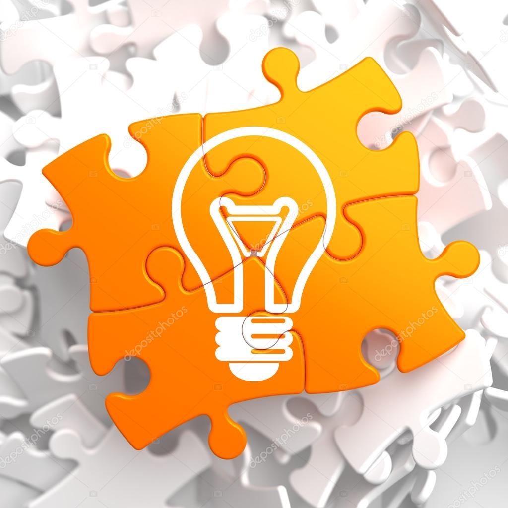 Light Bulb Icon on Orange Puzzle.