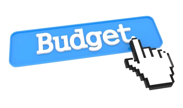 Költségvetés kéz alakú az egérmutató gomb. — Stock Fotó