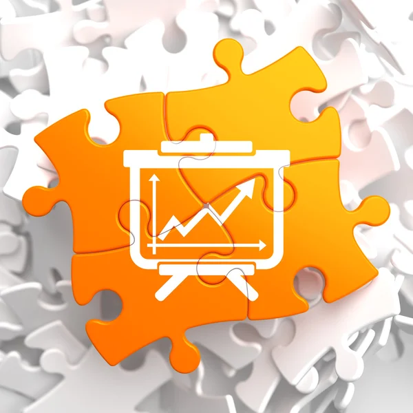 Flipchart-Symbol auf orangefarbenem Rätsel. — Stockfoto
