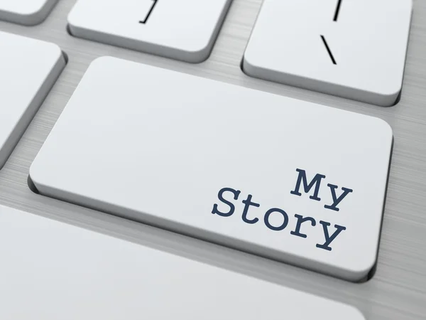 White Keyboard with My Story Button. — Stock Photo, Image