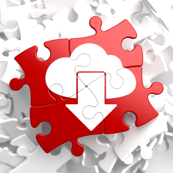 Nube con Icono de Flecha en Red Puzzle . —  Fotos de Stock