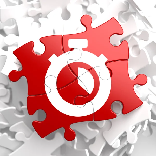 Stopwatch Icon on Red Puzzle. — Stock Photo, Image