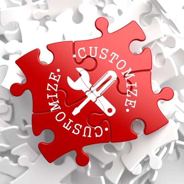 Customize Concept on Red Puzzle. — Stock Photo, Image