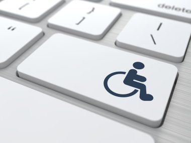 White Keyboard with Disabled Icon Button. clipart