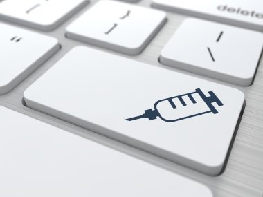 White Keyboard Button with Syringe Icon. clipart