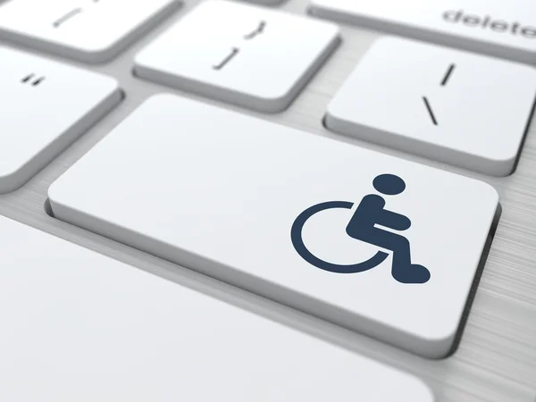 White Keyboard with Disabled Icon Button. — Stock Photo, Image