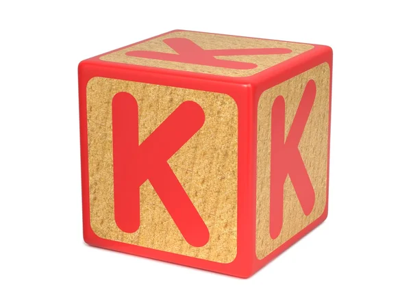 Alfabet k op childrens alfabet blok. — Stockfoto